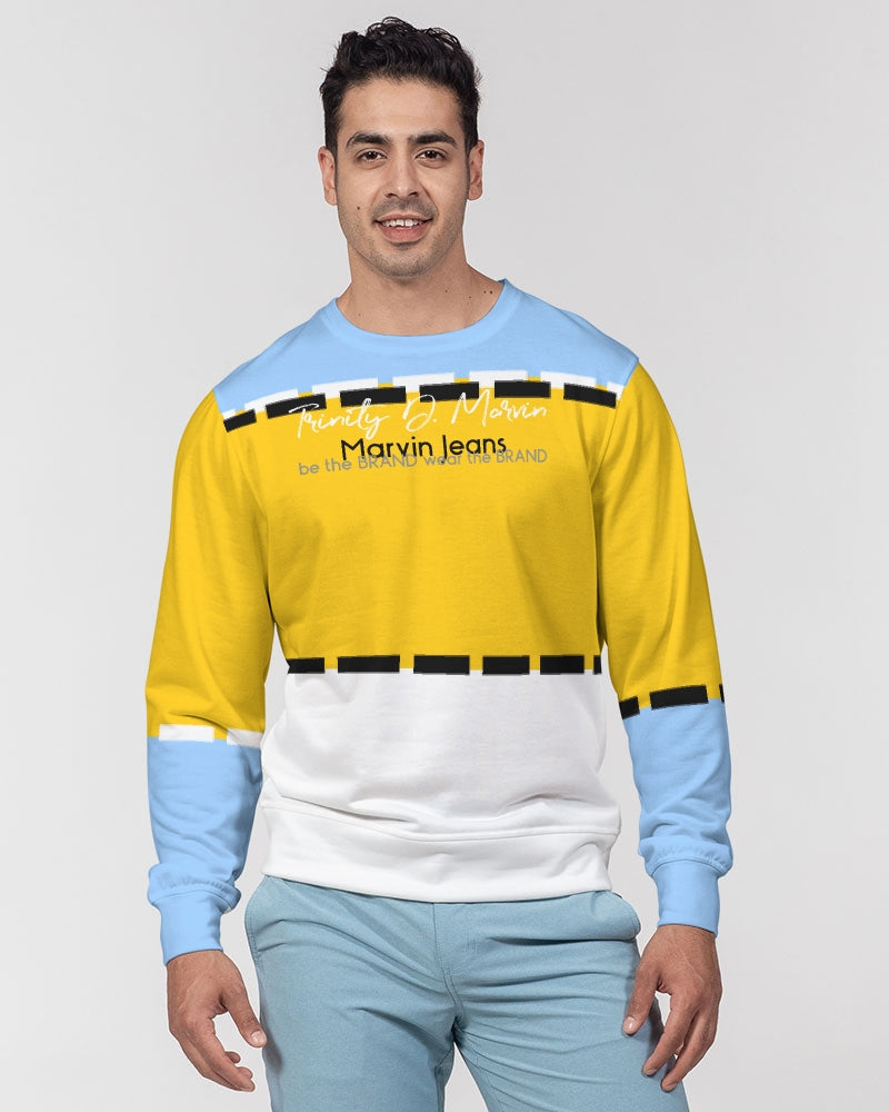 Yellow baby blue BY MARVIN JEANS Men's Classic French Terry Crewneck Pullover