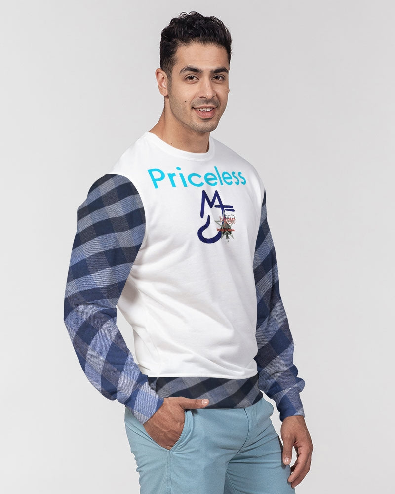 Blue stripes by Marvin Jeans and Trinity D Marvin Men's Classic French Terry Crewneck Pullover
