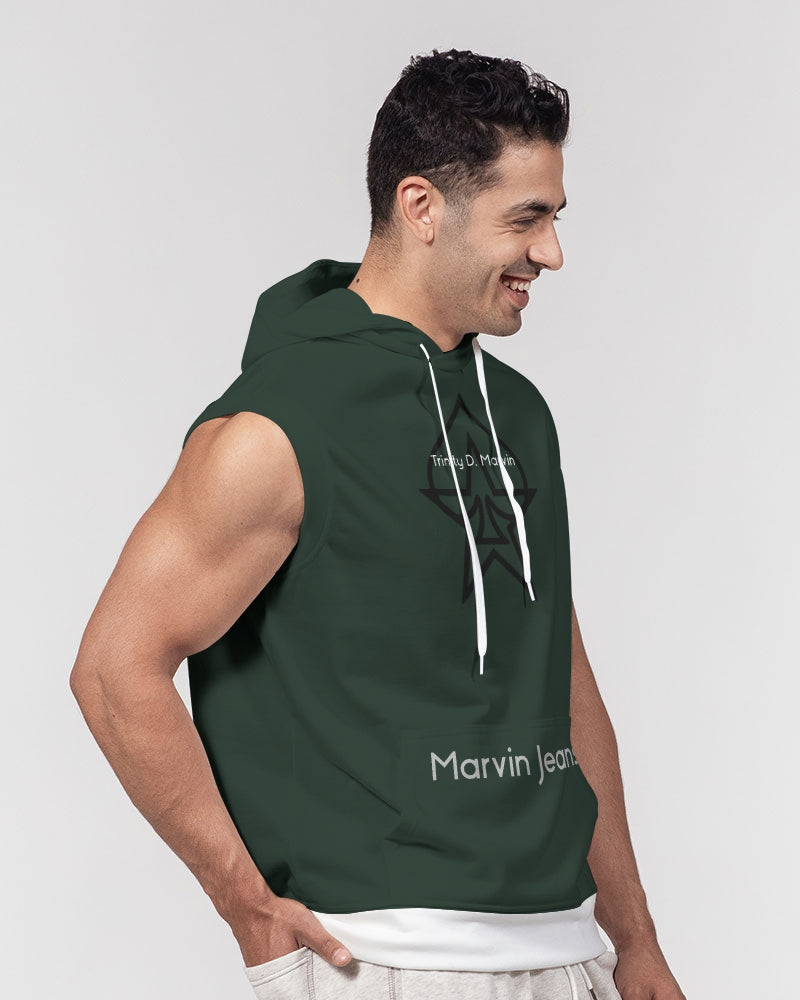 Dark green Men's Premium Heavyweight Sleeveless Hoodie