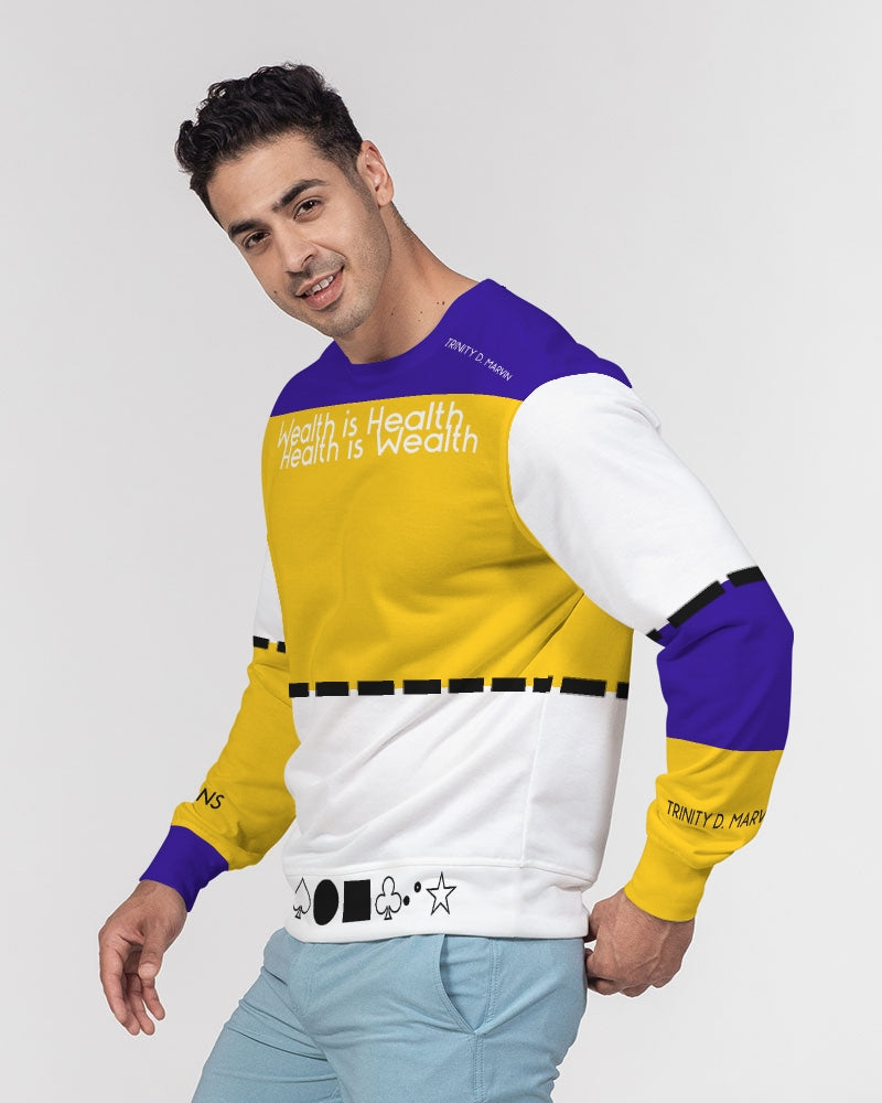 Health is wealth BY MARVIN JEANS Men's Classic French Terry Crewneck Pullover