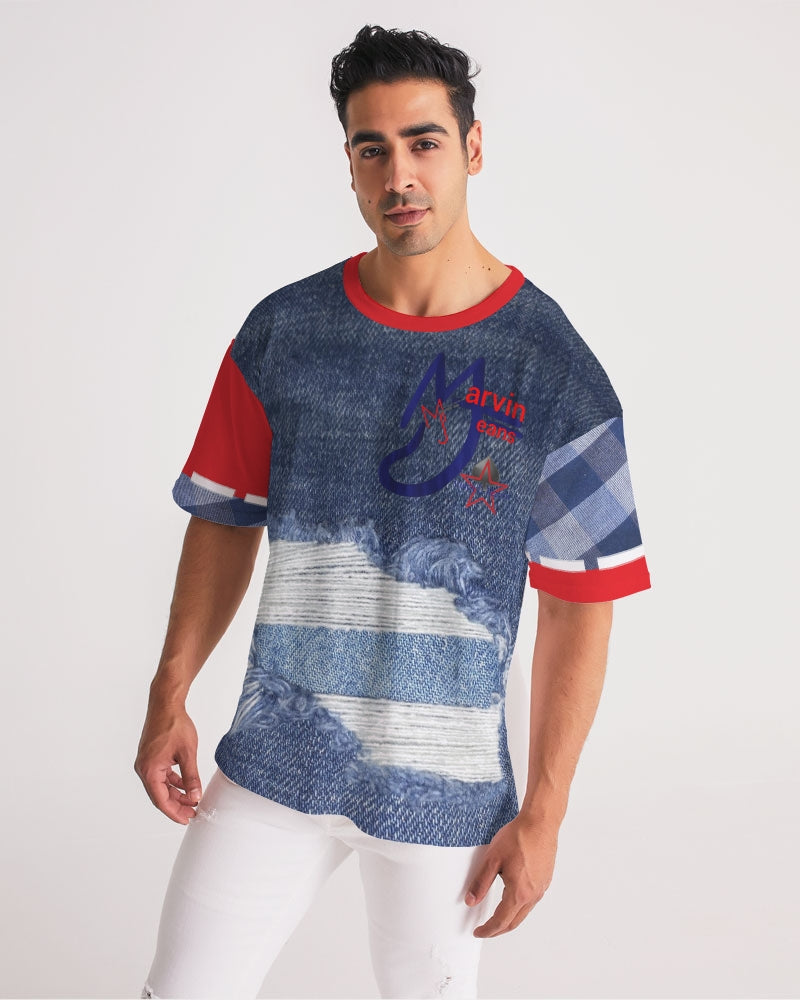 Denim red blue stripes by Marvin Jeans and Trinity D Marvin Men's Premium Heavyweight Tee