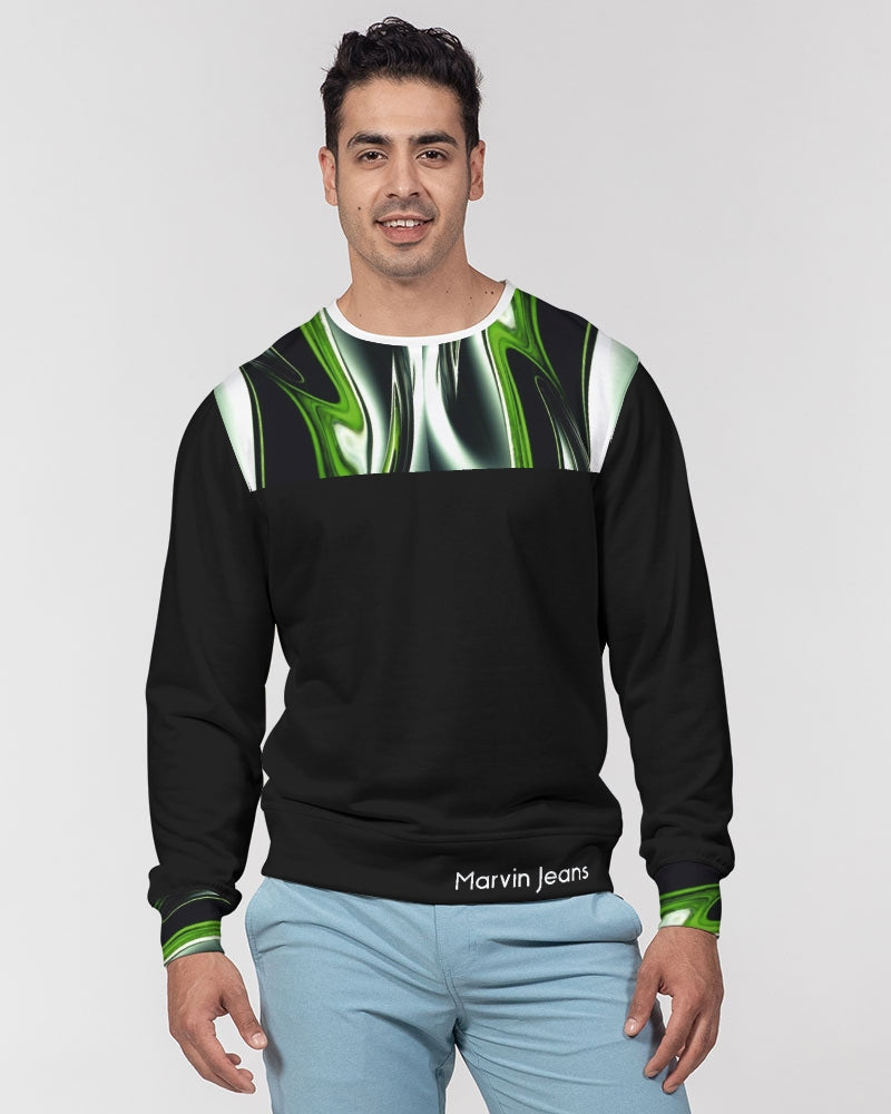Black Ice BY MARVIN JEANS Men's Classic French Terry Crewneck Pullover
