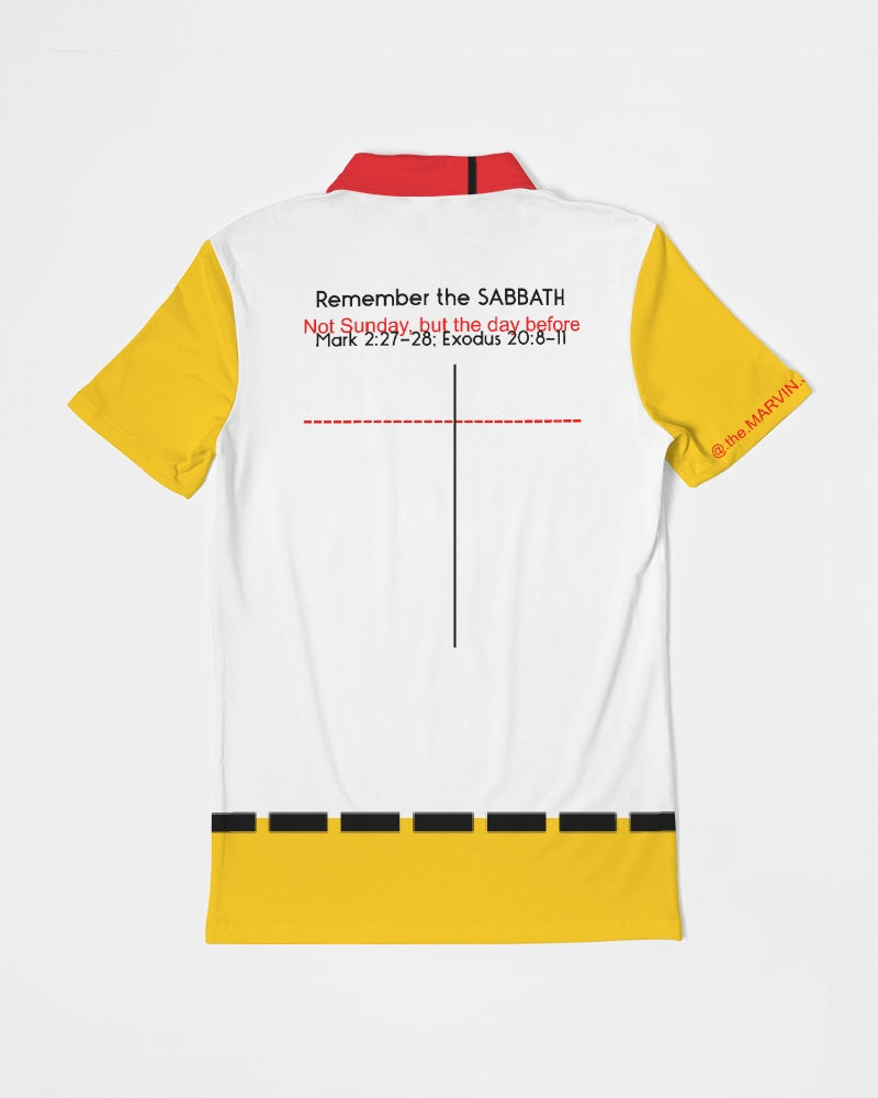 Cheeto gospel message BY MARVIN JEANS Men's Slim Fit Short Sleeve Polo