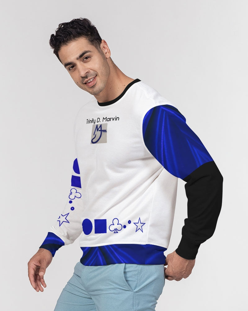 Dark blue BY MARVIN JEANS Men's Classic French Terry Crewneck Pullover