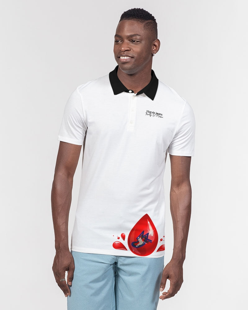 All white by Marvin Jeans and Trinity D Marvin Men's Slim Fit Short Sleeve Polo