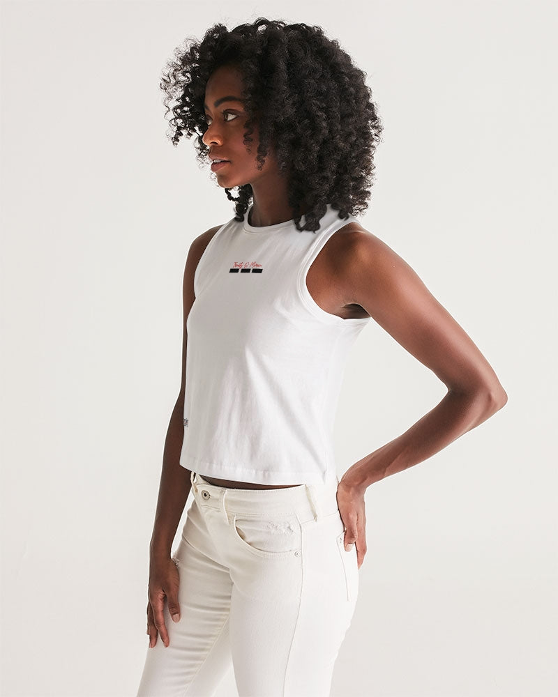 All white by Trinity D. Marvin Women's Cropped Tank