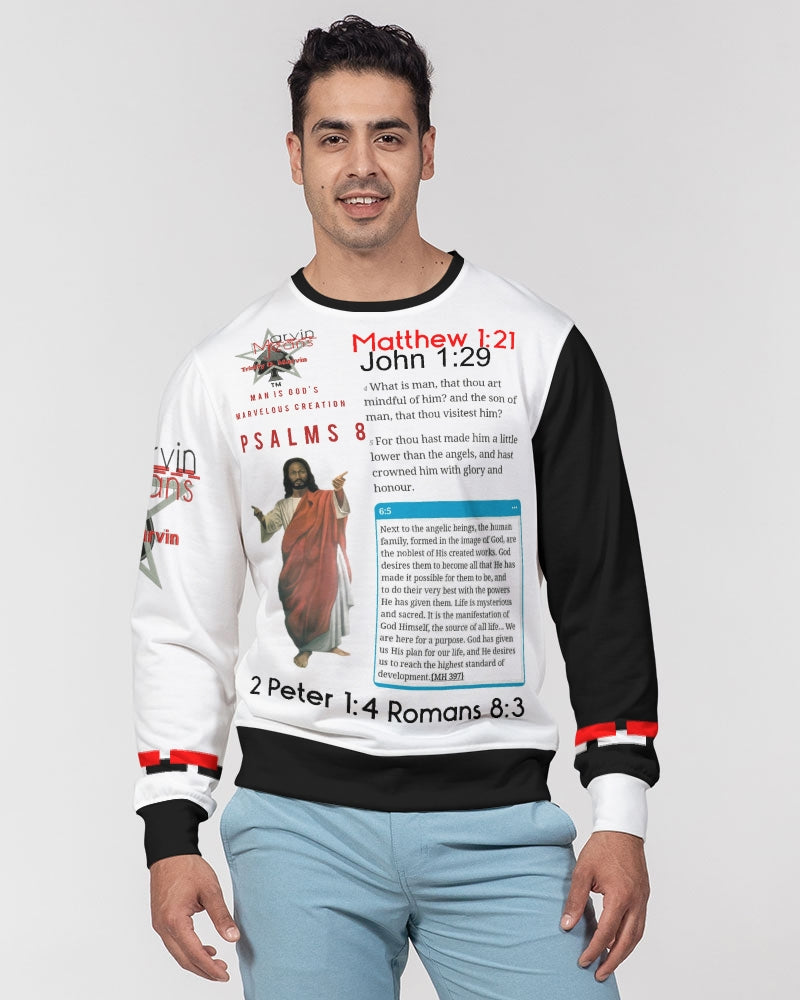 Gospel message 101 by Marvin Jeans and Trinity D Marvin Men's Classic French Terry Crewneck Pullover