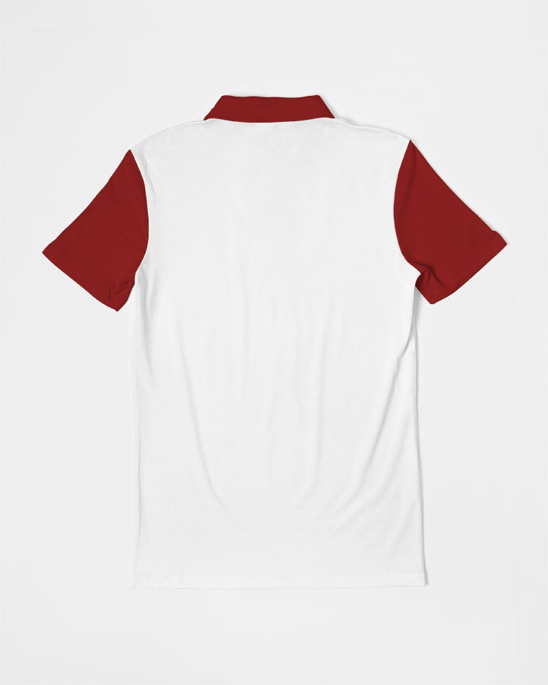 Maroon and white BY MARVIN JEANS Men's Slim Fit Short Sleeve Polo