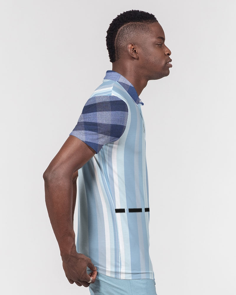 Blue stripes mix Men's Slim Fit Short Sleeve Polo