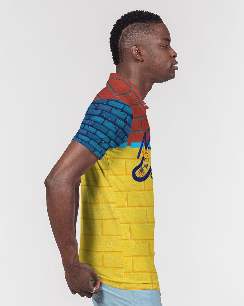 Brick city mix red, yellow , blue by Marvin Jeans and Trinity D Marvin Men's Slim Fit Short Sleeve Polo