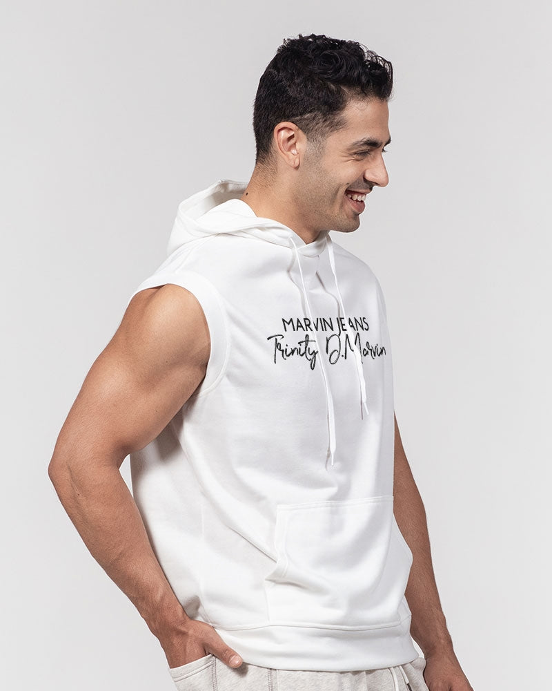 All white BY MARVIN JEANS Men's Premium Heavyweight Sleeveless Hoodie