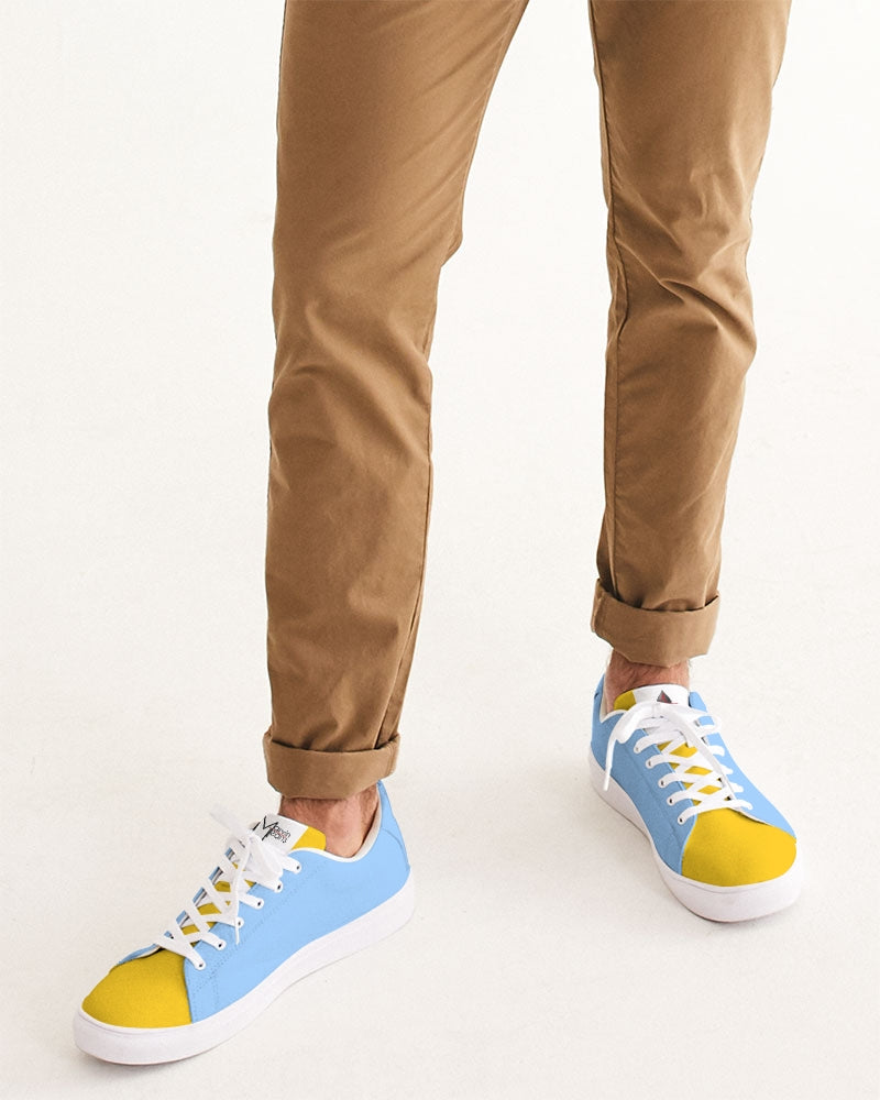 Yellow baby blue Men's Faux-Leather Sneaker