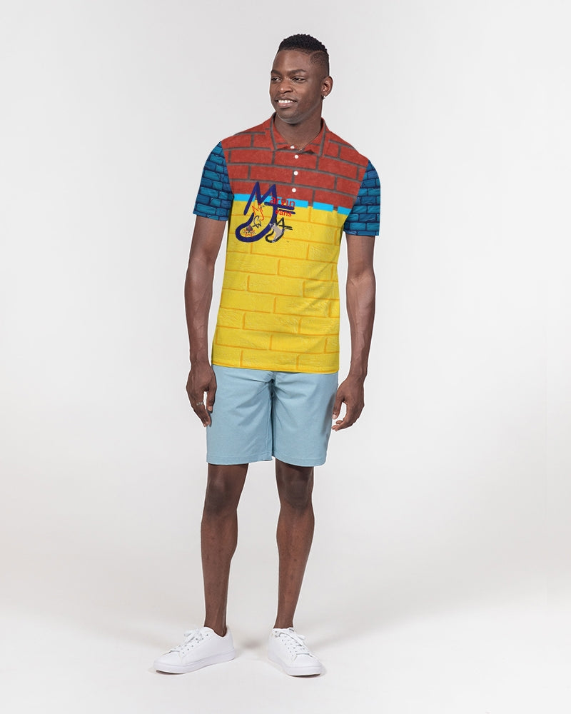 Brick city mix red, yellow , blue by Marvin Jeans and Trinity D Marvin Men's Slim Fit Short Sleeve Polo