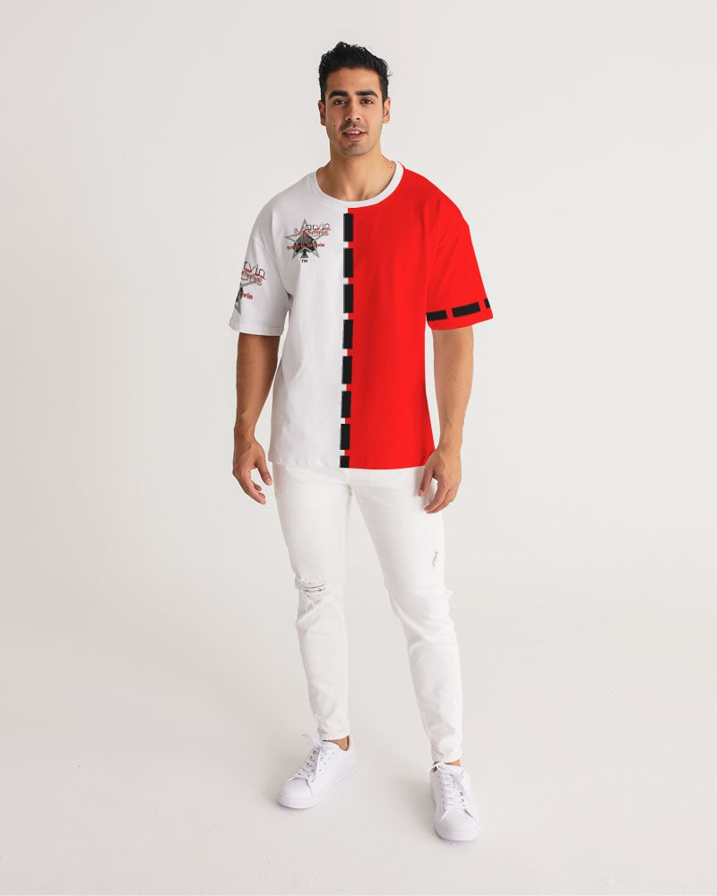 Red half white BY MARVIN JEANS Men's Premium Heavyweight Tee