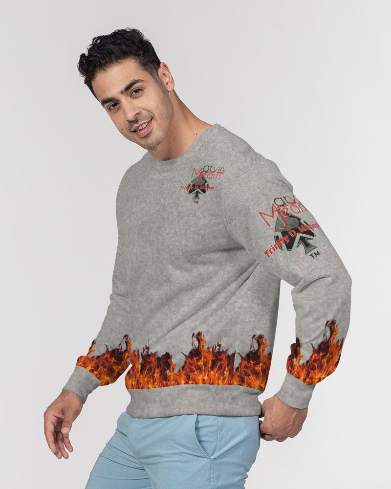 Cool grey fire by Marvin Jeans and Trinity D Marvin Men's Classic French Terry Crewneck Pullover