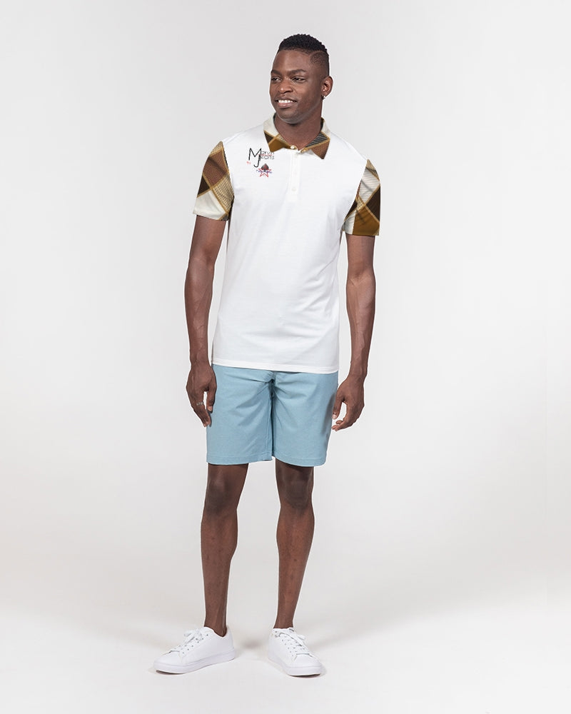 plaids 101 by Trinity D Marvin and Marvin Jeans Men's All-Over Print Slim Fit Short Sleeve Polo