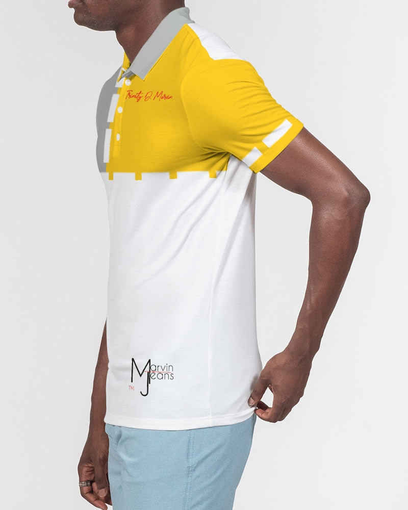 Yellow mixture BY MARVIN JEANS Men's Slim Fit Short Sleeve Polo