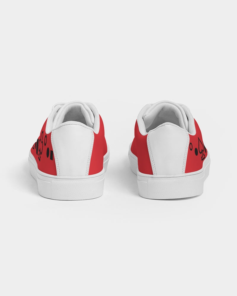 Red and white Men's Faux-Leather Sneaker
