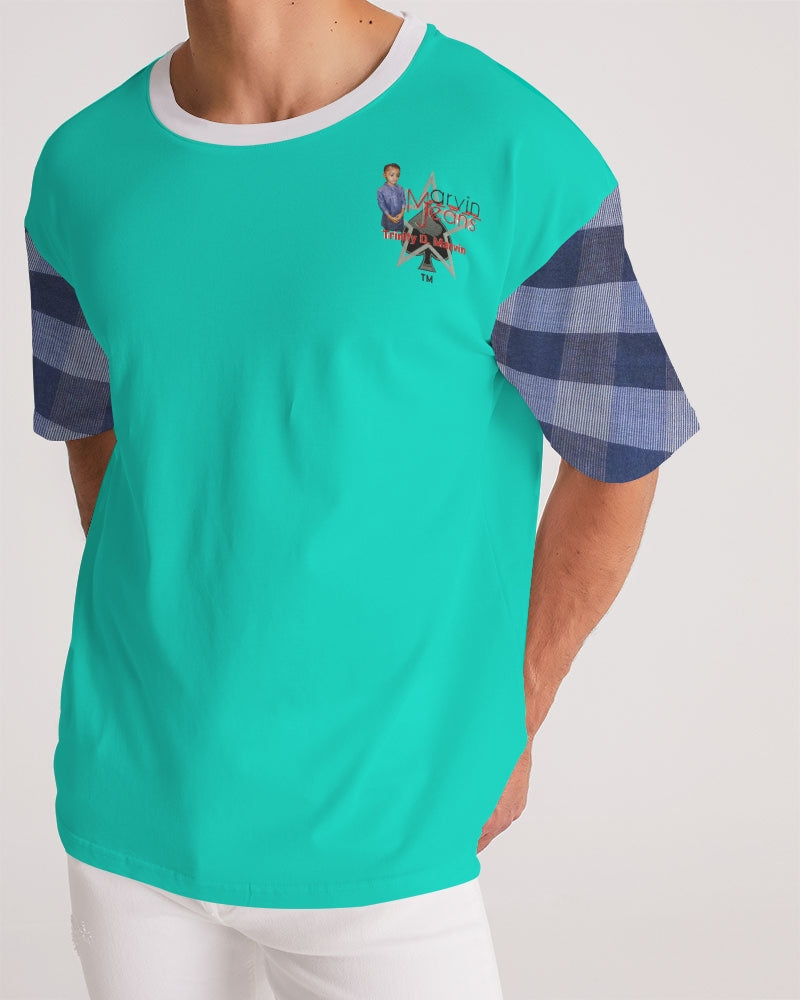 Blue stripes dark mint mint mix by Marvin Jeans and Trinity D Marvin Men's Premium Heavyweight Tee