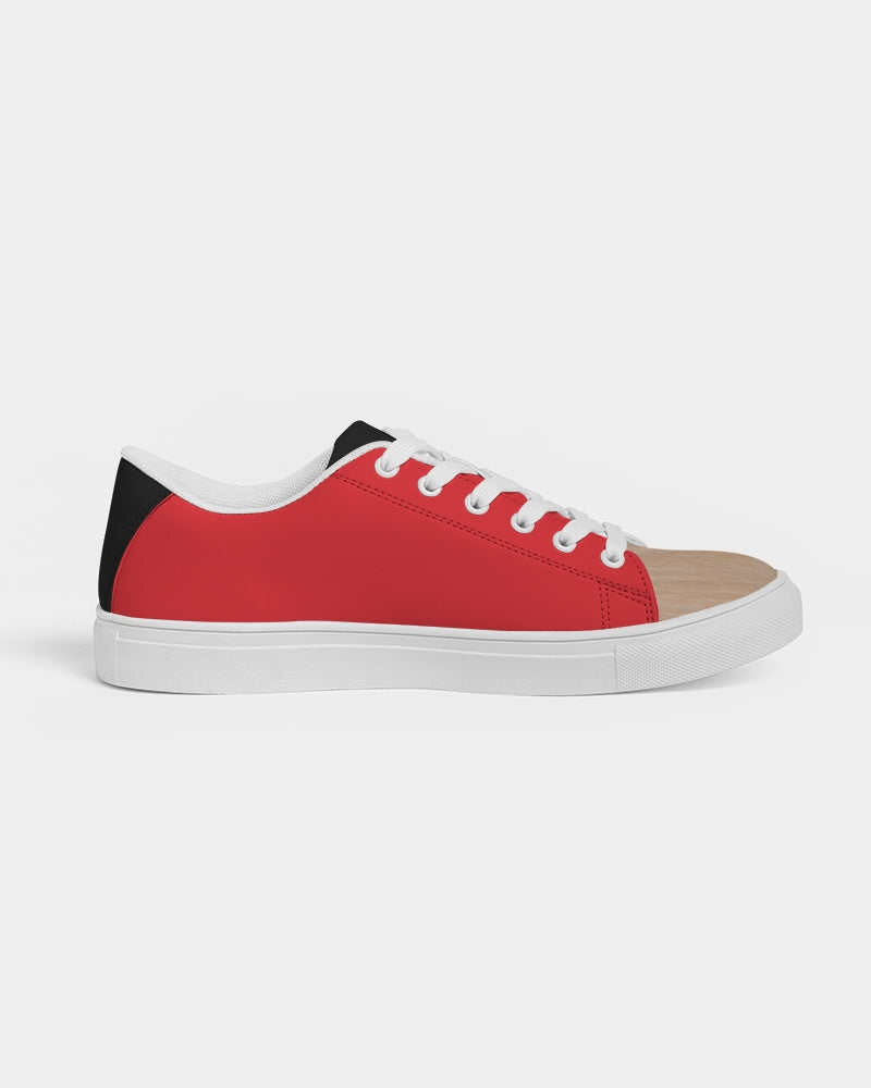 Woodgrain Red & black Men's Faux-Leather Sneaker
