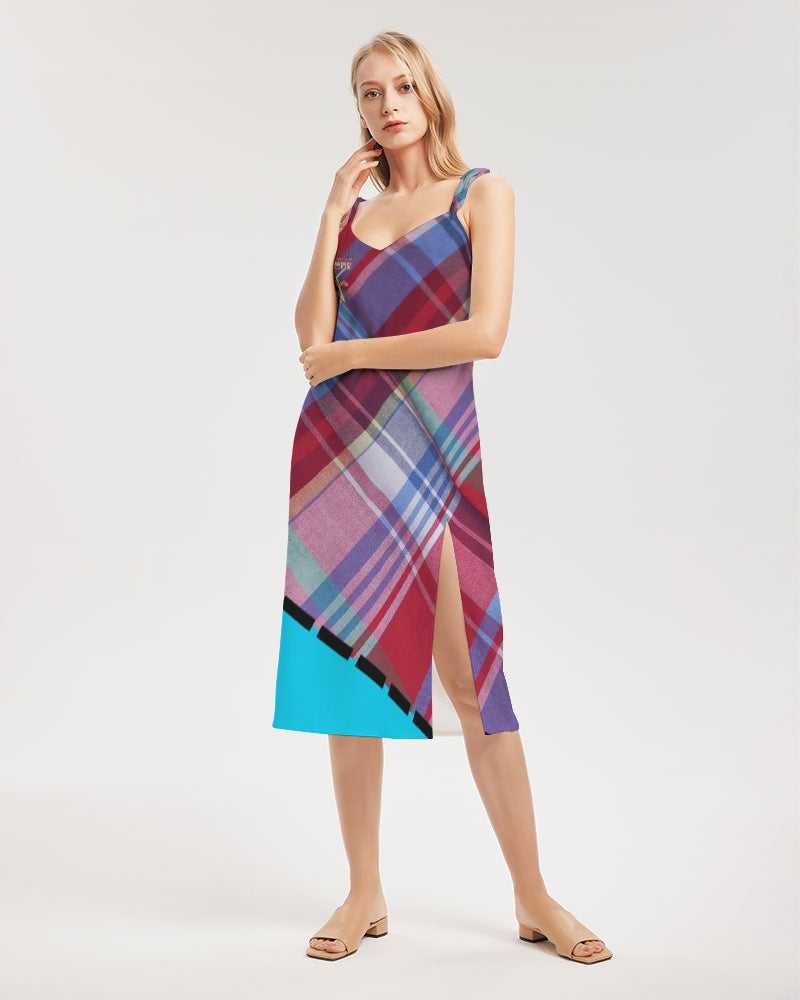 Glory plaids by Marvin Jeans and Trinity D Marvin Women's Tie Strap Split Dress