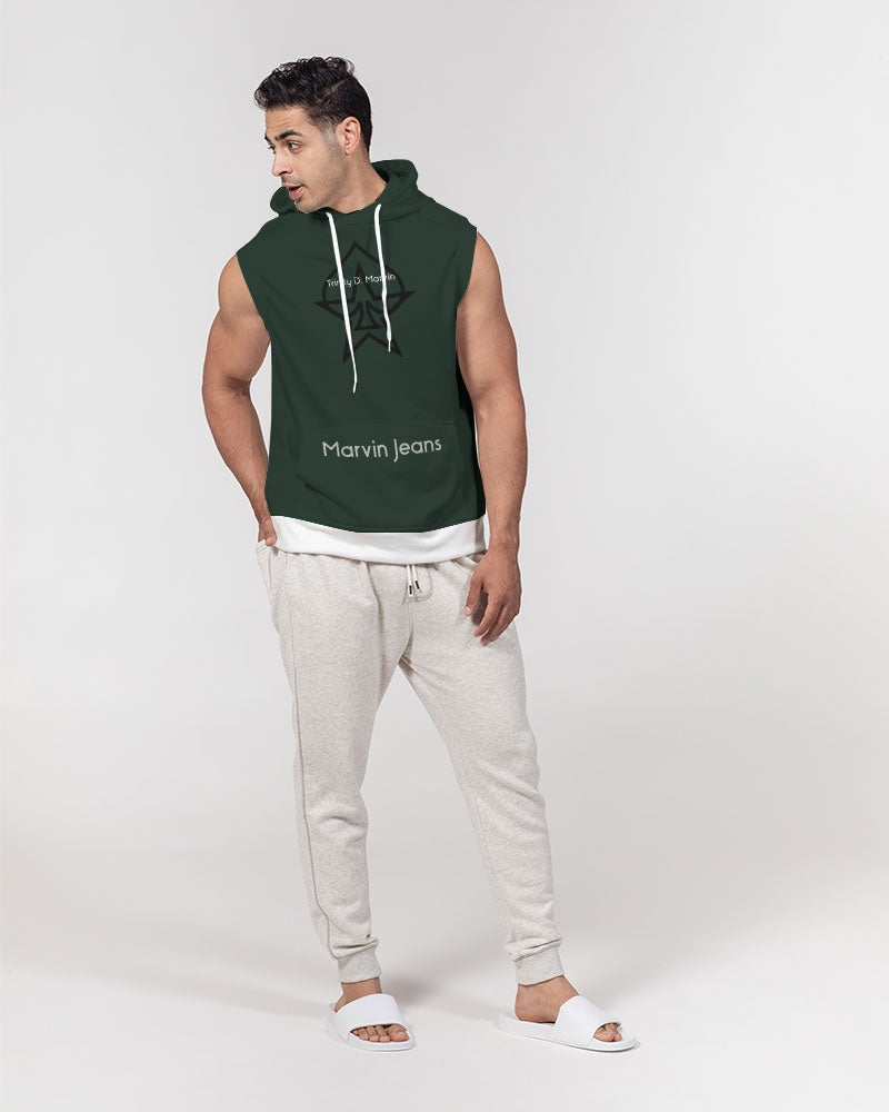 Dark green Men's Premium Heavyweight Sleeveless Hoodie