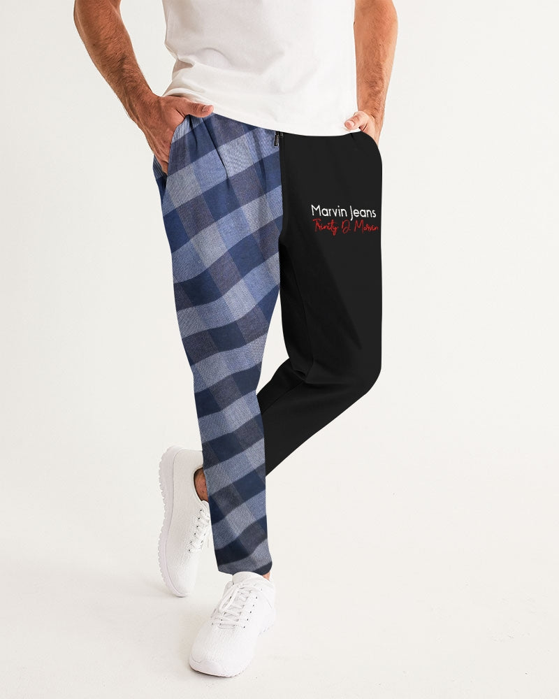 Blue stripes half black Men's Joggers