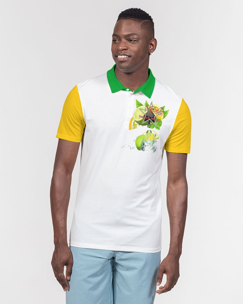 Lemon Lime splash Green Bay by Marvin Jeans and Trinity D Marvin Men's Slim Fit Short Sleeve Polo