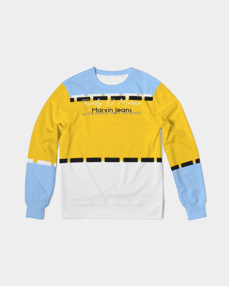 Yellow baby blue BY MARVIN JEANS Men's Classic French Terry Crewneck Pullover