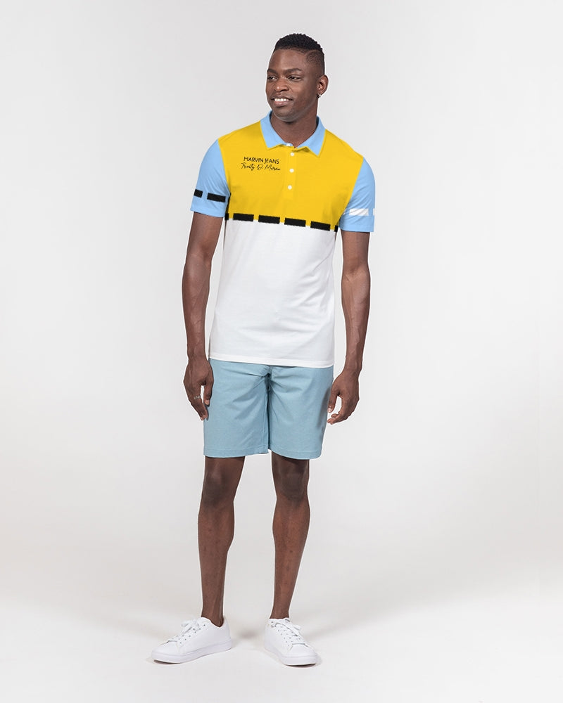 Yellow baby blue BY MARVIN JEANS Men's Slim Fit Short Sleeve Polo