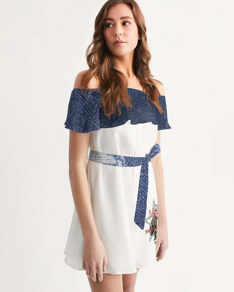 Blue jean by Marvin Jeans and Trinity D Marvin Women's Off-Shoulder Dress