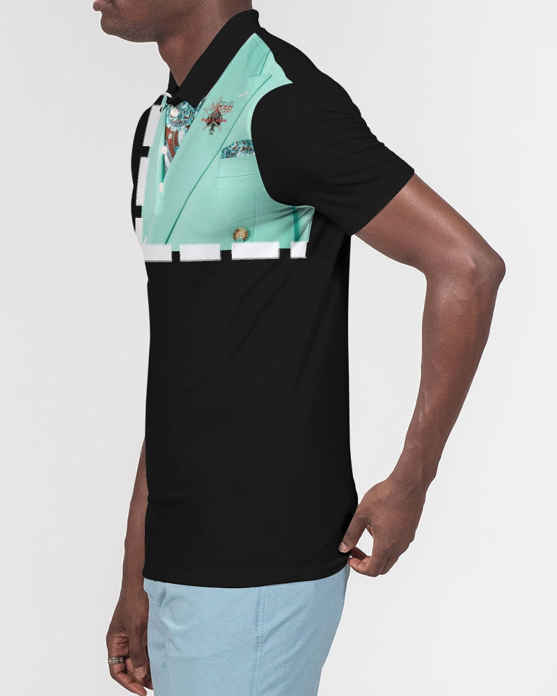 Black suits by Marvin Jeans and Trinity D Marvin Men's Slim Fit Short Sleeve Polo
