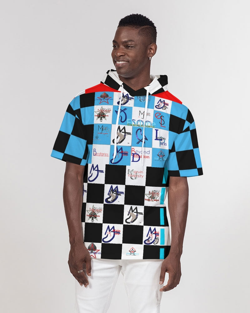 Cosmic combo logo's by Marvin Jeans and Trinity D Marvin Men's Premium Heavyweight Short Sleeve Hoodie