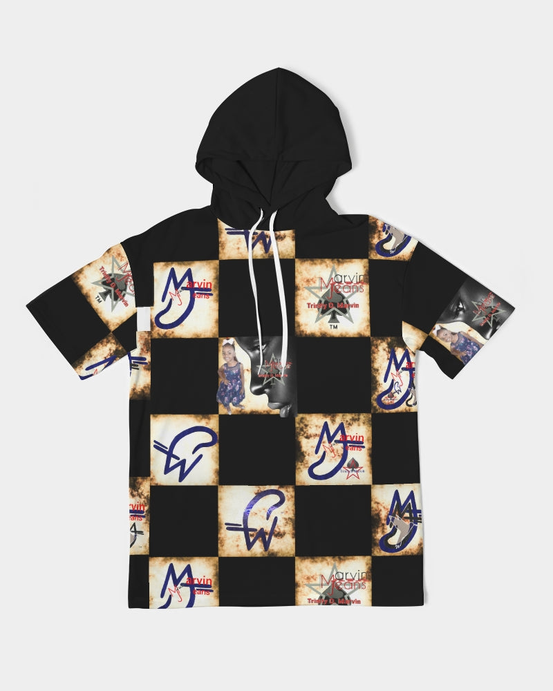Bold gold logo's by Marvin Jeans and Trinity D Marvin Men's Premium Heavyweight Short Sleeve Hoodie