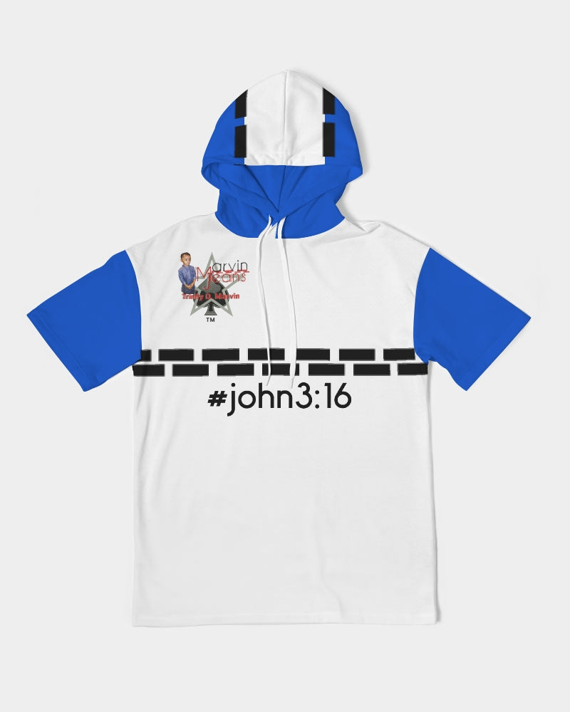 #John 3:16 by Marvin Jeans and Trinity D Marvin Men's Premium Heavyweight Short Sleeve Hoodie