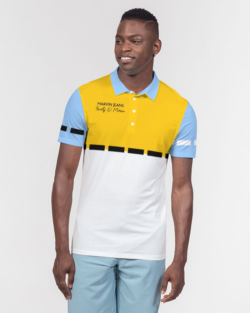 Yellow baby blue BY MARVIN JEANS Men's Slim Fit Short Sleeve Polo