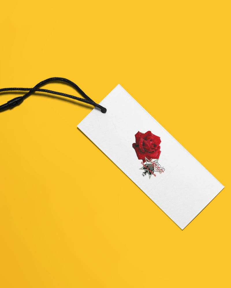 Red rose by Marvin Jeans and Trinity D Marvin Bulk Custom Hangtags