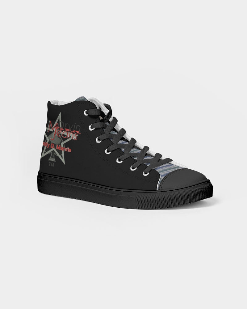 Grid mix black by Trinity D. Marvin and Marvin Jeans Men's Hightop Canvas Shoe - Black