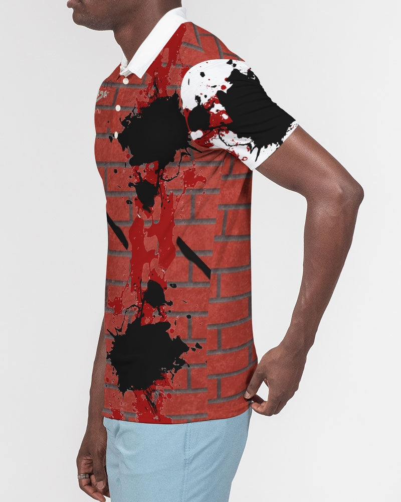 Brick city red awesome print Men's Slim Fit Short Sleeve Polo