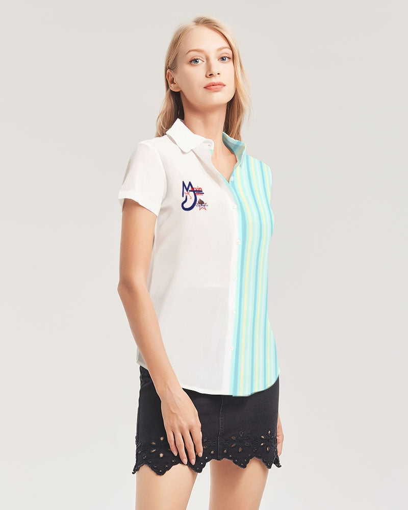 Pin stripes by Marvin Jeans and Trinity D Marvin Women's Short Sleeve Button Up