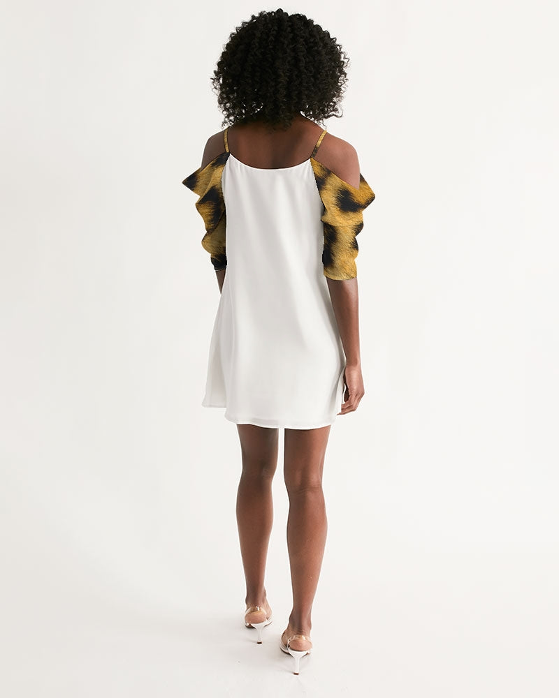 Leopard by Marvin Jeans Women's Open Shoulder A-Line Dress