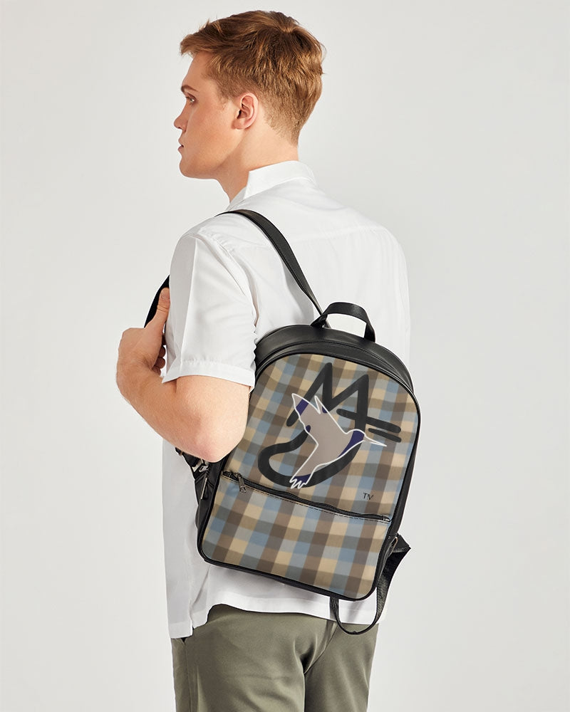 @plaids city Classic Faux Leather Backpack