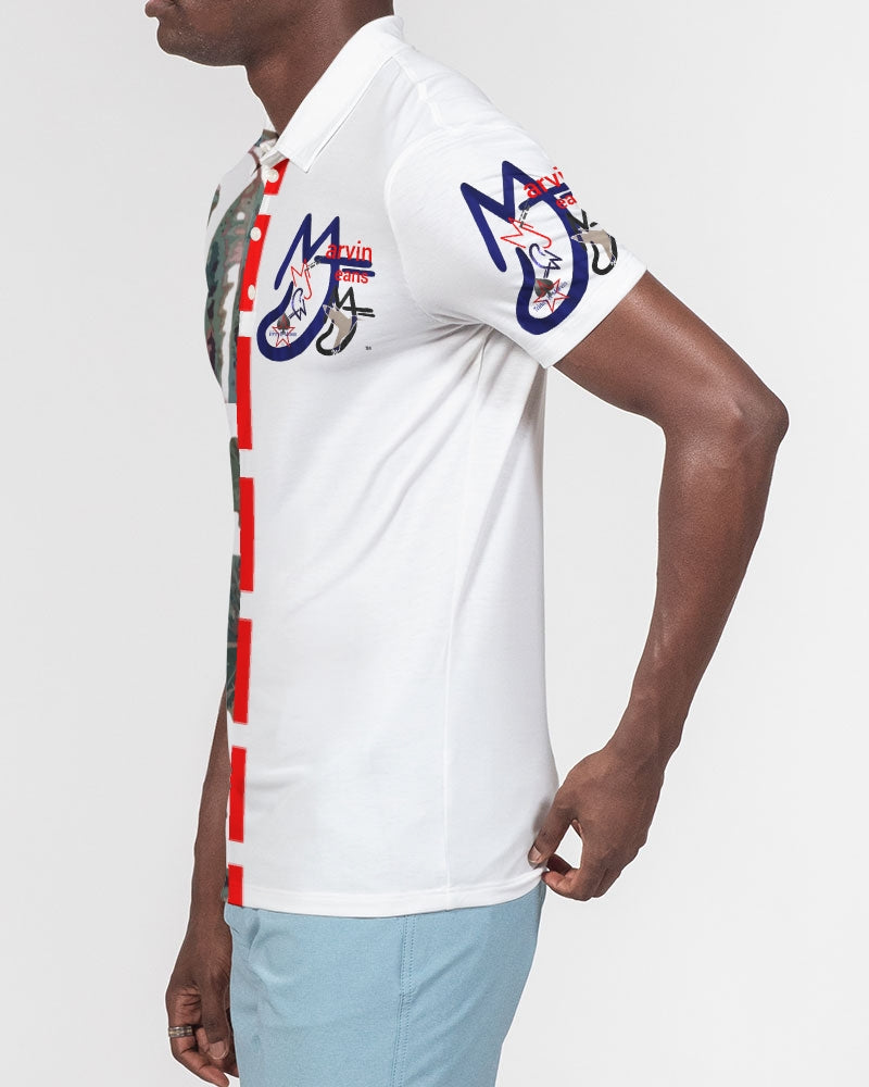 Wild green, logo's by Marvin Jeans and Trinity D Marvin Men's Slim Fit Short Sleeve Polo