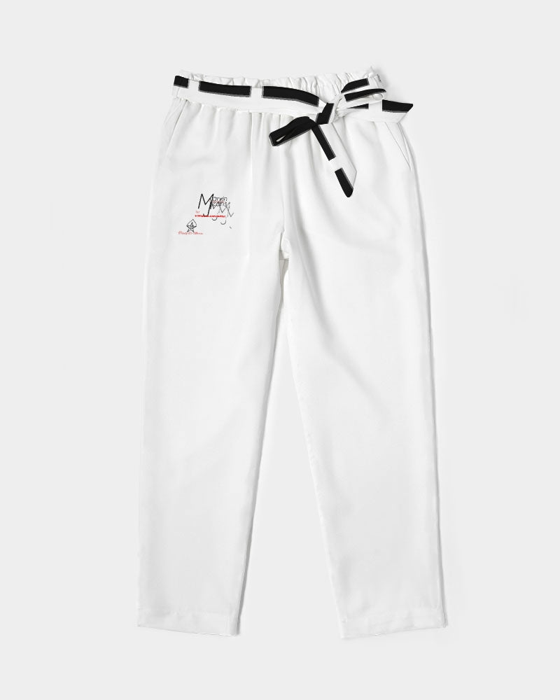 All white Marvin Jeans Women's Belted Tapered Pants