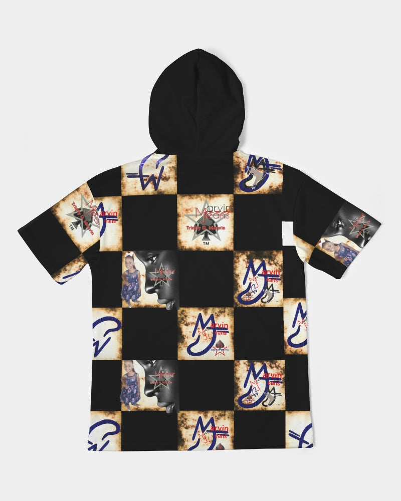 Bold gold logo's by Marvin Jeans and Trinity D Marvin Men's Premium Heavyweight Short Sleeve Hoodie