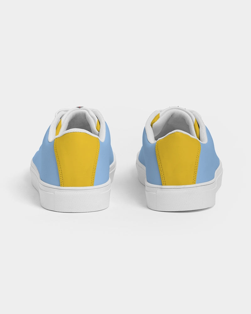 Yellow baby blue Men's Faux-Leather Sneaker