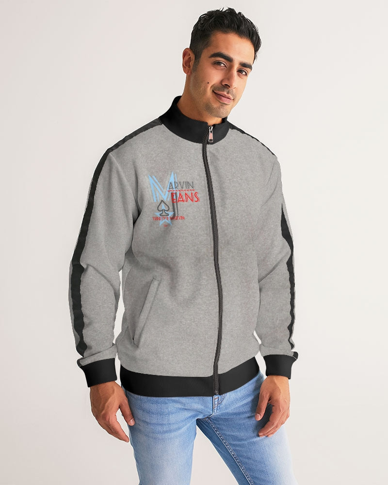 Above greatness cool grey by Trinity D. Marvin and Marvin Jeans Men's Stripe-Sleeve Track Jacket