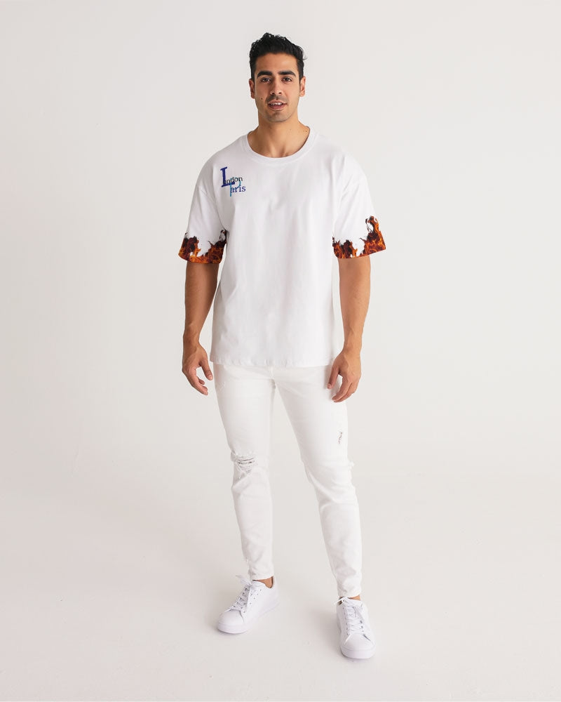London Paris fire sleeve by Marvin Jeans and Trinity D Marvin Men's Premium Heavyweight Tee