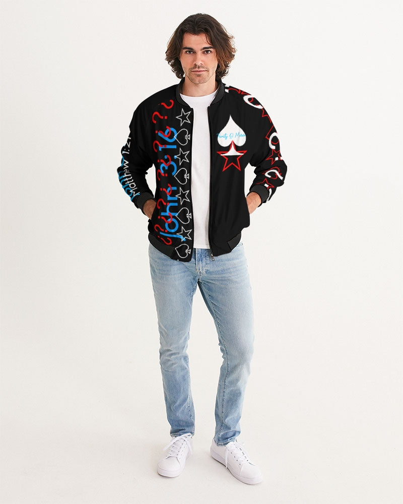 Gospel message on alcohol by Marvin Jeans and Trinity D. MARVIN Men's Bomber Jacket