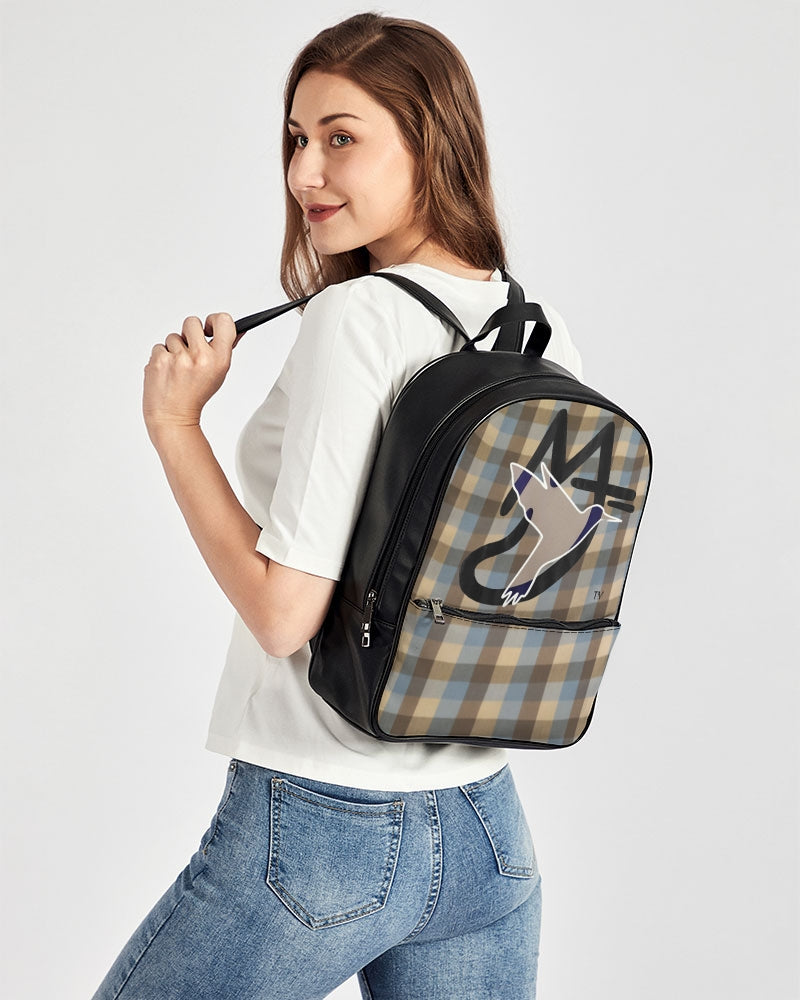 @plaids city Classic Faux Leather Backpack